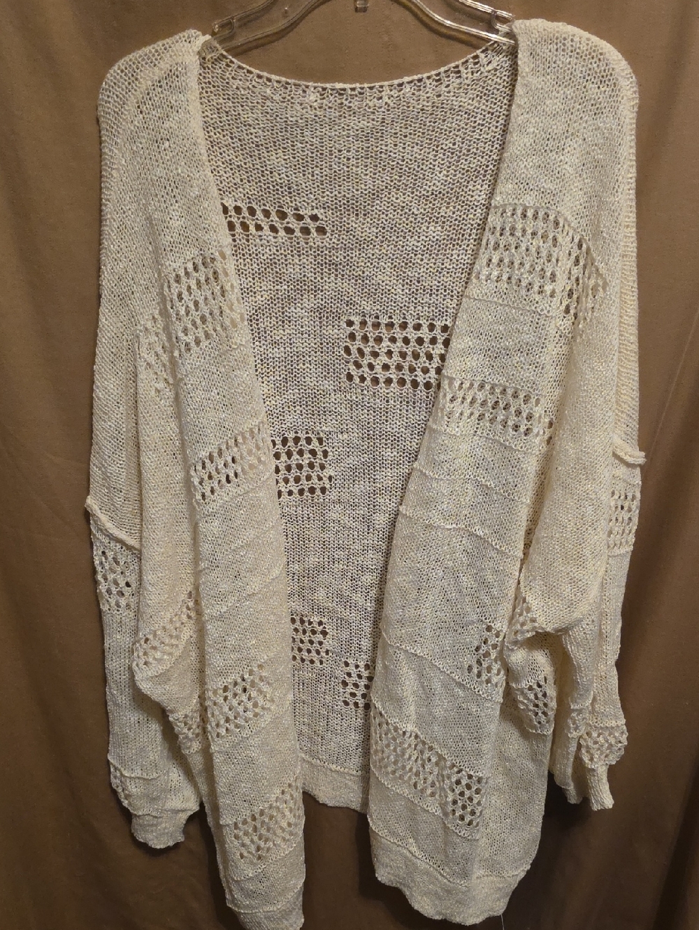 Cupshe Cream Open-Knit Drop Shoulder Cardigan